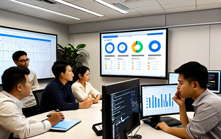 **

"A diverse team of Thai developers collaborating in a modern, open-plan office. Some are looking at dashboards displaying metrics, others are brainstorming ideas on a whiteboard. Show Cloud Services logos (AWS, Google Cloud, Azure) subtly in the background, representing scalable infrastructure. Focus on collaboration, innovation and data-driven decision making within the team. Thai script on the whiteboard."

**