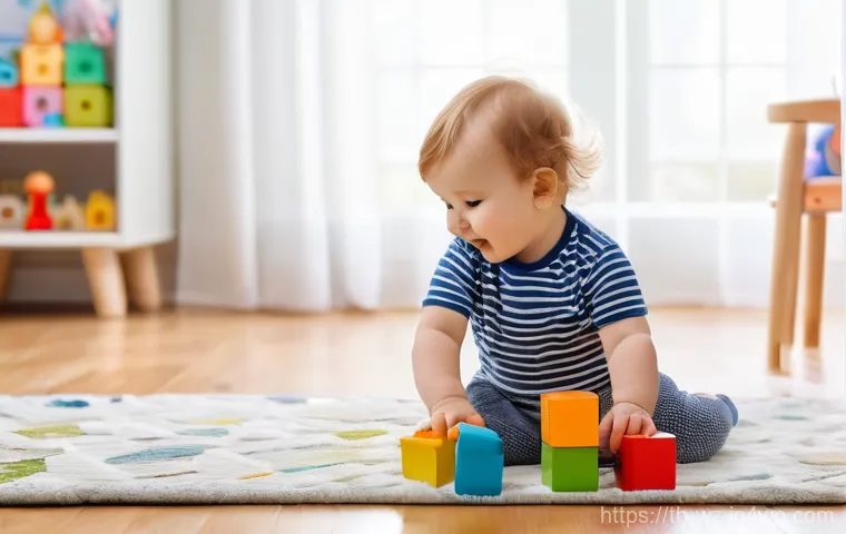 MVP 시장 적합성 검증 방법 - A heartwarming scene of a joyful toddler, wearing a clean white diaper, playing enthusiastically wit...