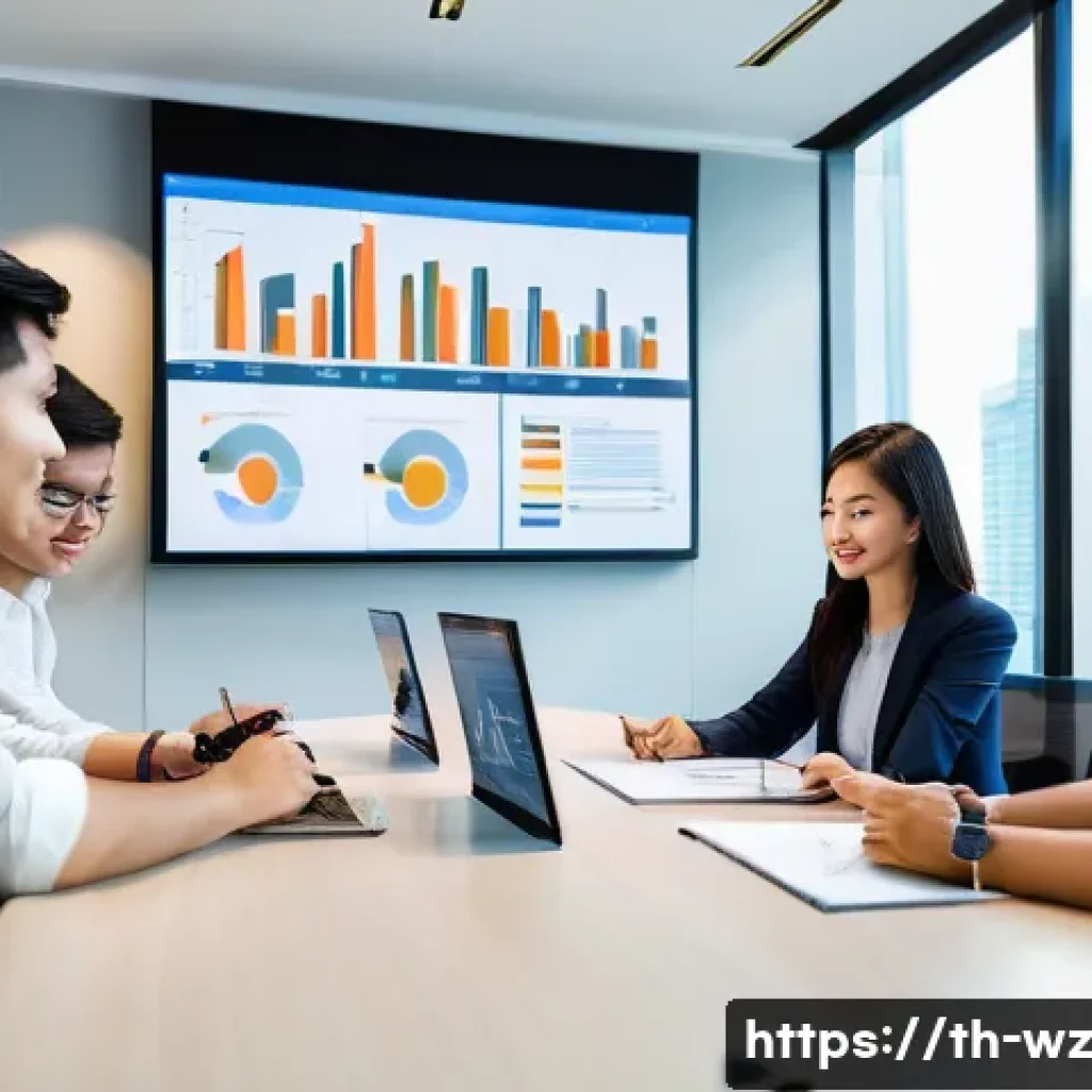 MVP 테스트를 위한 KPI 설정 - A professional office scene in Bangkok, Thailand, showing a diverse team of young Thai professionals...