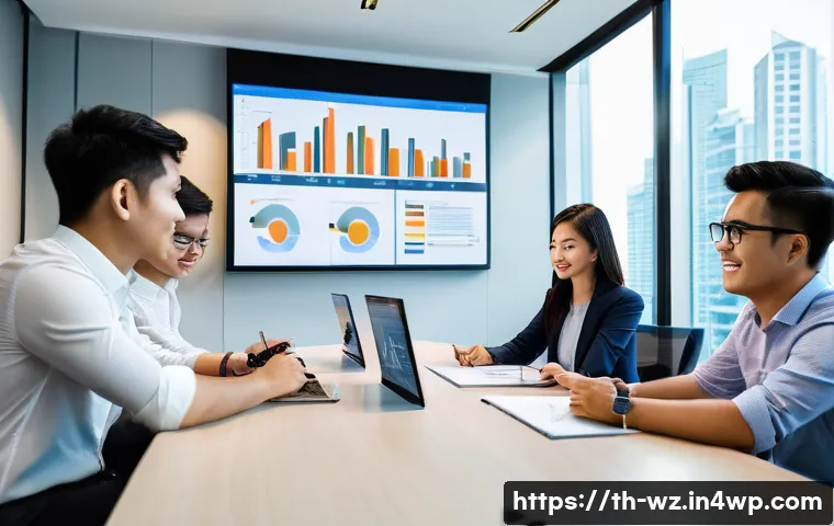 MVP 테스트를 위한 KPI 설정 - A professional office scene in Bangkok, Thailand, showing a diverse team of young Thai professionals...